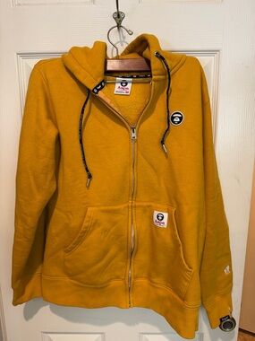 Aape by A Bathing Ape Mustard Yellow Zip-Up Varsity Hoodie